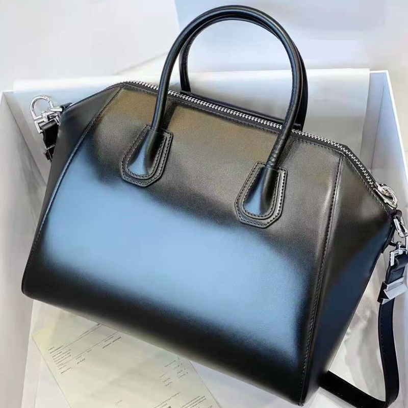

Designers Womens Handbags Purses Gi antigona bag motorcycle zipper top 7A quality black shiny genuine leather fashion removable shoulder strap hand bags, Box with dhl