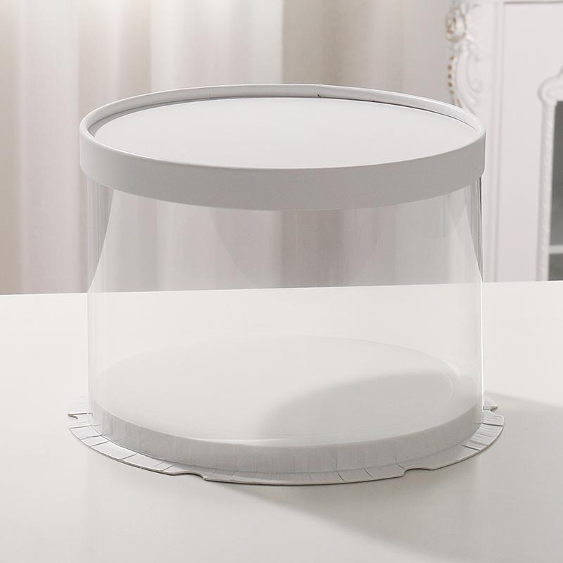 

5pcs round Transparent Birthday Cake Box 6 8 10-Inch Double-Layer High High Net Red Cake Packaging Box flower