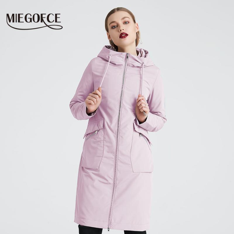 

MIEOGOFCE 2020 New Spring Trench Coat Long Women' Windbreaker Warm Women' Cotton Coat With Stand Collar New Design Women, 105 light pink