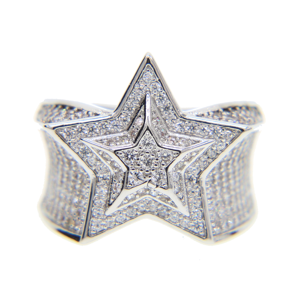 

2017 THE HIP HOP KING copper Mens Gold Color Ring Exaggerate Big Rings High Quality Iced Out Crystal Star cz Ring