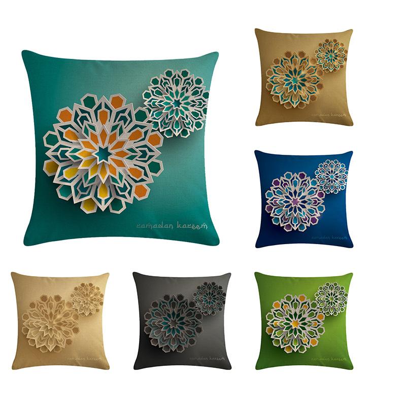 

Flower Print Cushion Cover Islamic Floral Pattern Throw Decorative Pillowcase 45x45cm Home Decor