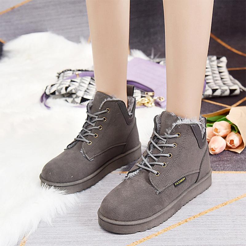 

2021 Women Snow Ladies Shoes Winter Sedue Lace Up Non Slip Ankle Boots Casual Flats Warm Plush Shoe New Woman Fashion Hdb5, Brown