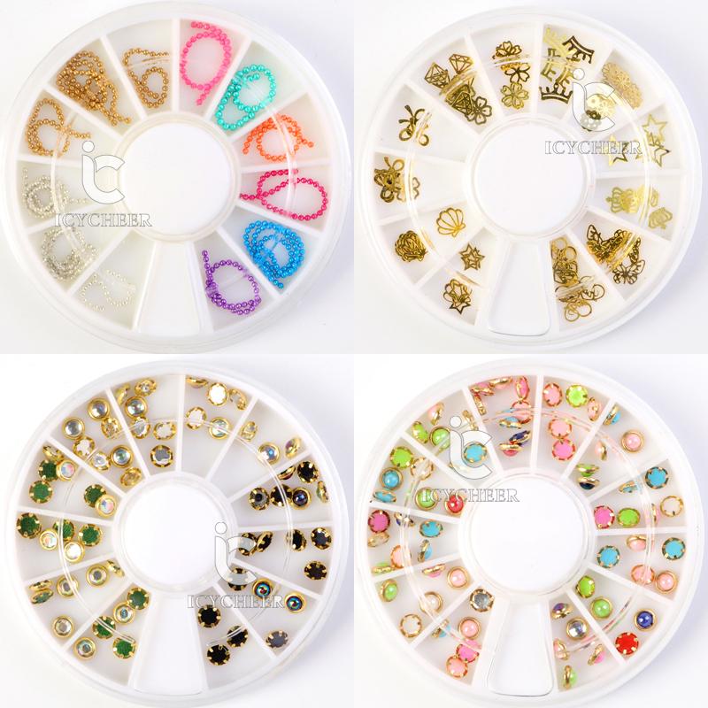 

Nail Art Rhinestones Pearl Charm Glitter Acrylic Tips Decoration Manicure Wheel