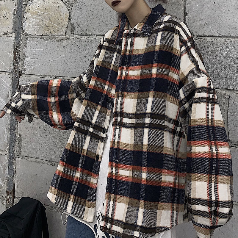 

2021 Winter New Woolen Coat Woman Plaid Printed Warm Jackets Men's Casual Loose and Thicken Fashion Jacket 35uc, Hongge