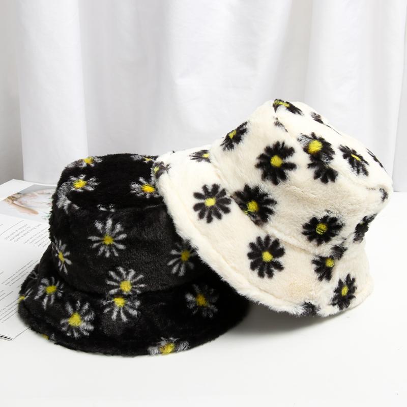 

2020 new women's imitation fur winter bucket hat women fashion solid color fishing hat thickened soft warm outdoor holiday