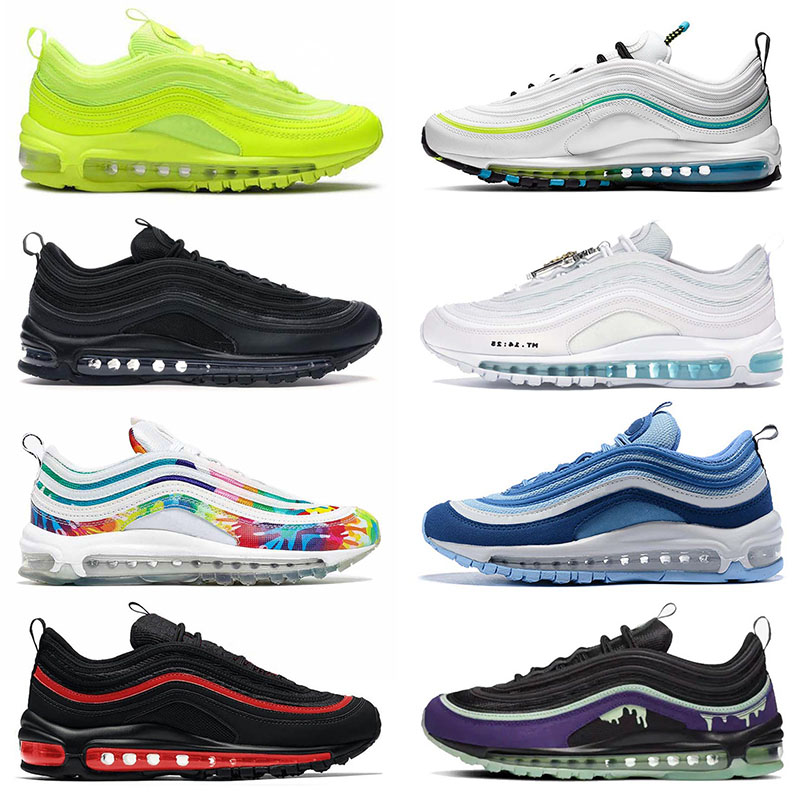 

New 97OG Running Shoes Mens Women Sneakers Black Bullet Halloween 97s MSCHF x INRI Jesus Sean Wotherspoon UNDEFEATED Sneakers Trainers, A41 laser fuchsia 36-45