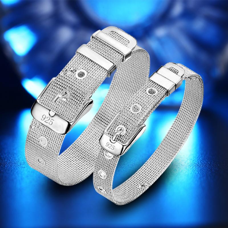 

Adjustable 10MM/14MM Belt Buckle Bracelet Homme for Women Men Jewelry Mesh Net Bracelets Bangles Pulseira Para Casamento