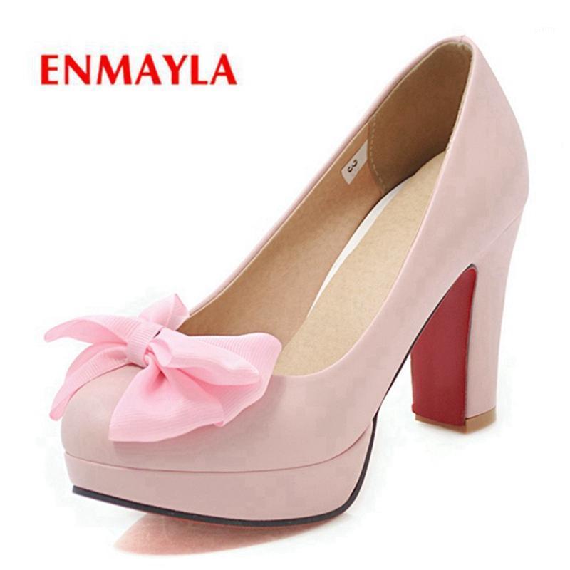 

ENMAYLA 2021 New Arrival Basic High Square Heel Women Sandals Round Toe Party Slip-On Women Solid Shoes Size 34-43 LY21561, Beige