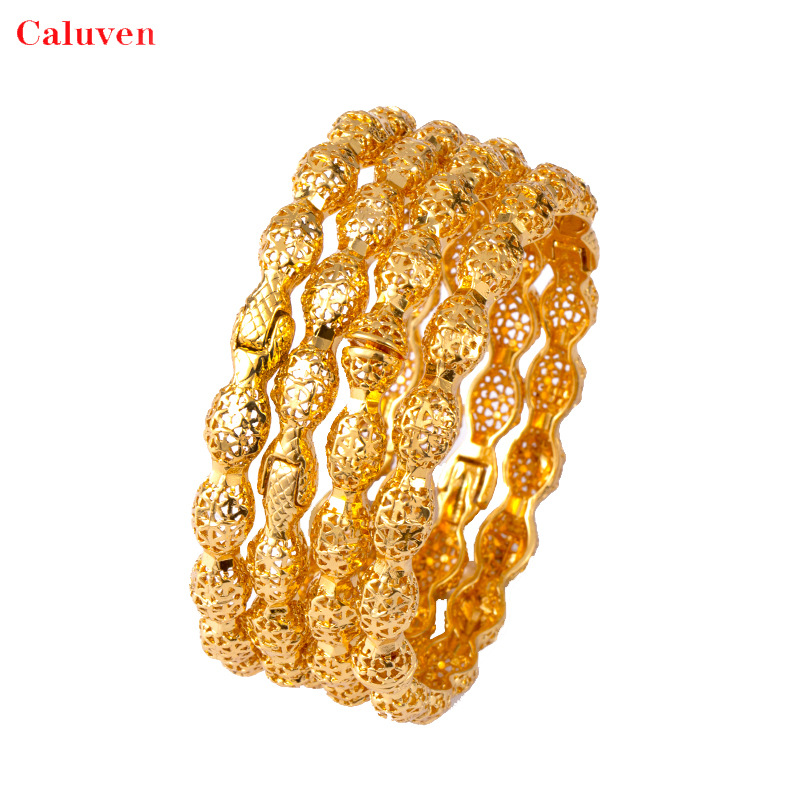 

4pcs / lot wedding jewelry Dubai bracelets for women Ethiopian Gold Color bangles&bracelets Middle East African gifts 201211, Black