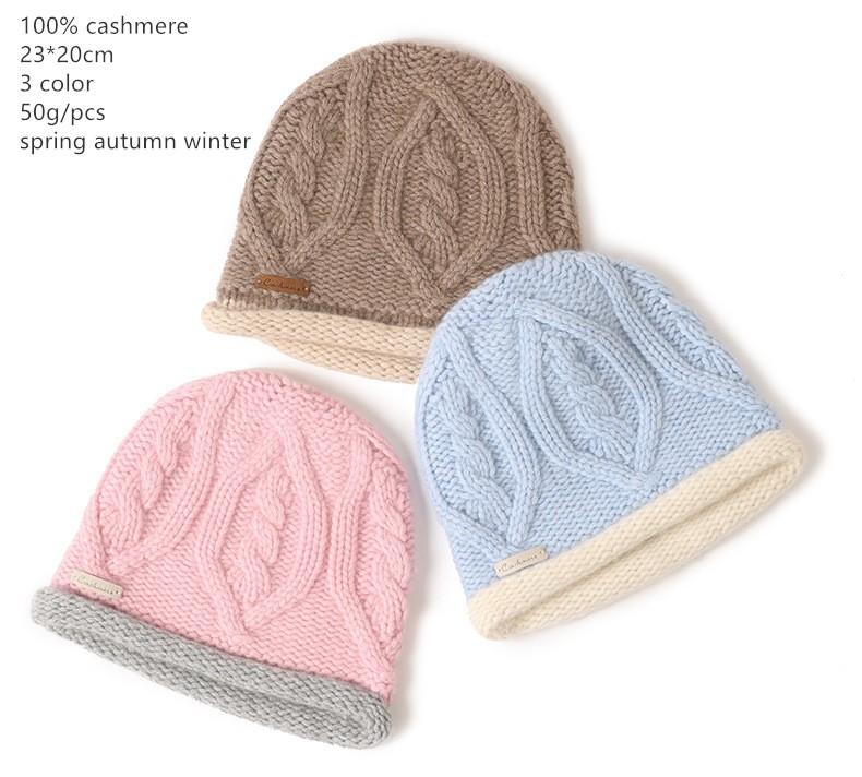 

Naizaiga 100% cashmere pink blue coffee Ladies winter hat without eaves curled hood knitted twisted dome hat , SN769