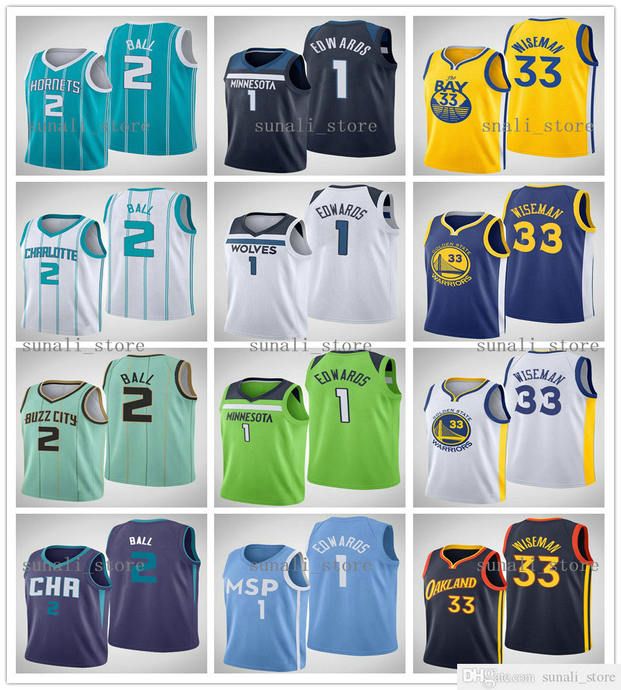 

2020 Basketball Draft Pick Jerseys 1 Anthony Edwards 33 James Wiseman 2 LaMelo Ball Shirts Men Women Kids Youth Lady Fast Shipping, Purple