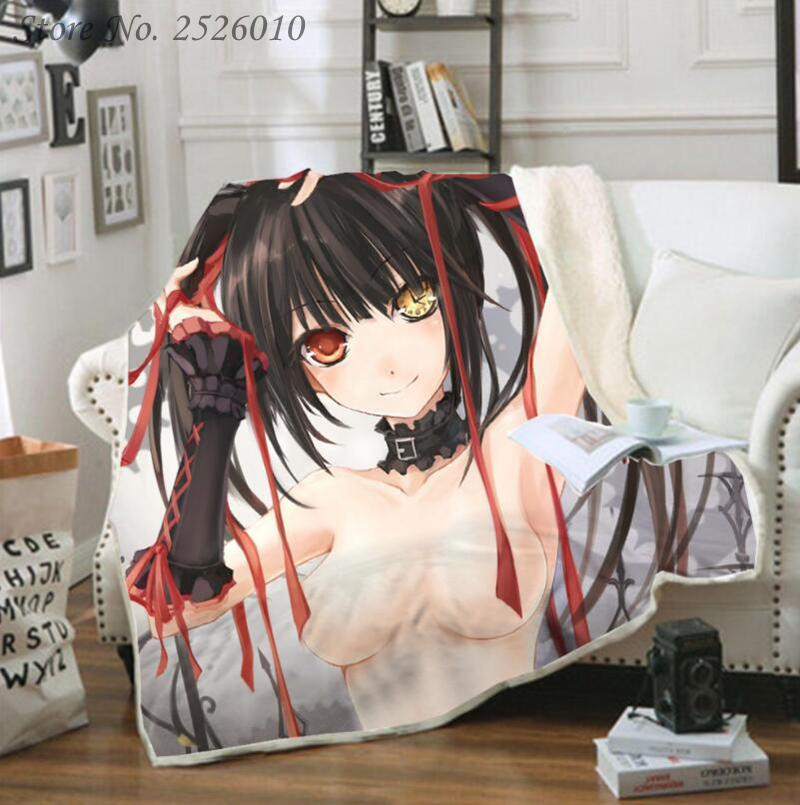 

Throw blanket Anime DATE A LIVE 3D Velvet Plush Blanket Bedspread For Kids Girls Sherpa Couch Quilt Cover Travel 08