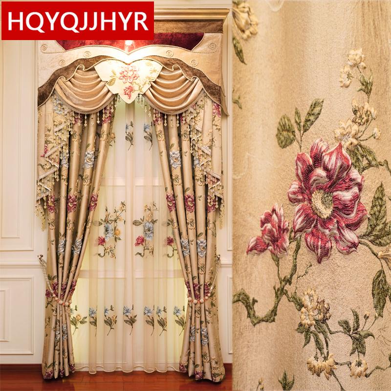 

Europe and American top Luxury4D embossed jacquard full shading villa curtains for living room high quality curtains for bedroom, Tulle