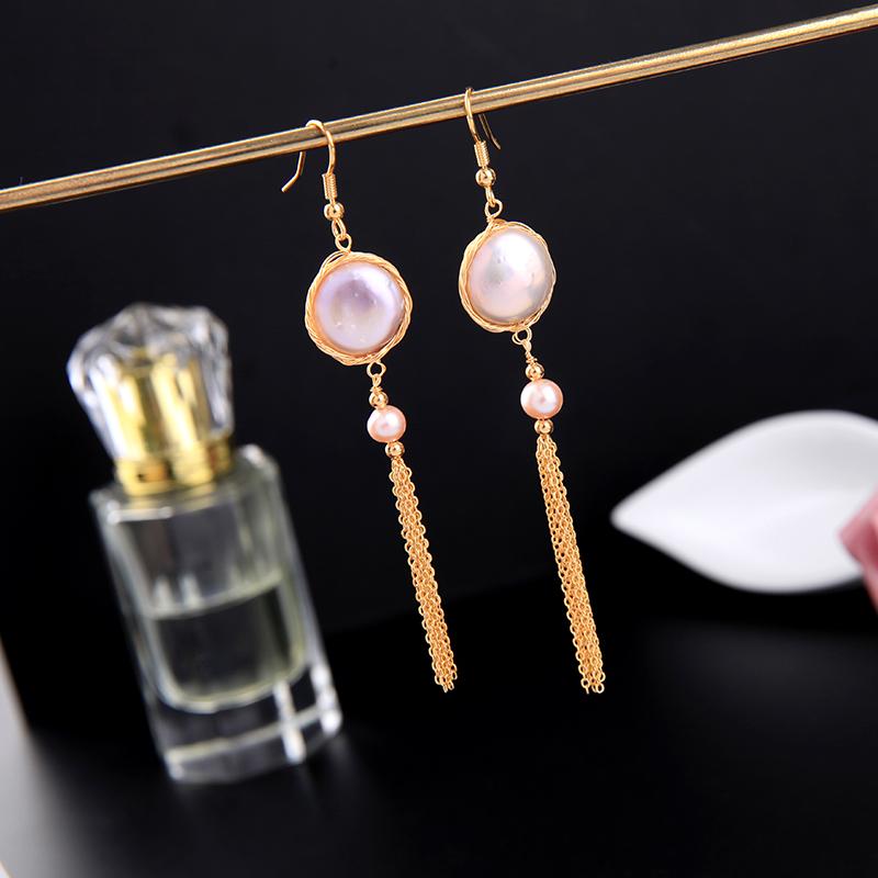 

Ethnic Gold Color Baroque Irregular Cultured Pearl Drop Earrings For Women Gifts Charming Date Gift Earring Handmade Classic