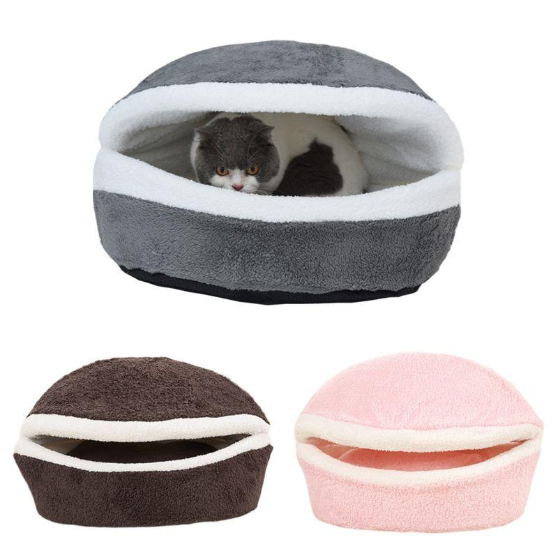 

Soft & Cute Hamburger Bed Cat Kitty Puppy Pet Nest Shell Cover House Removable Windproof Winter Warm 875A