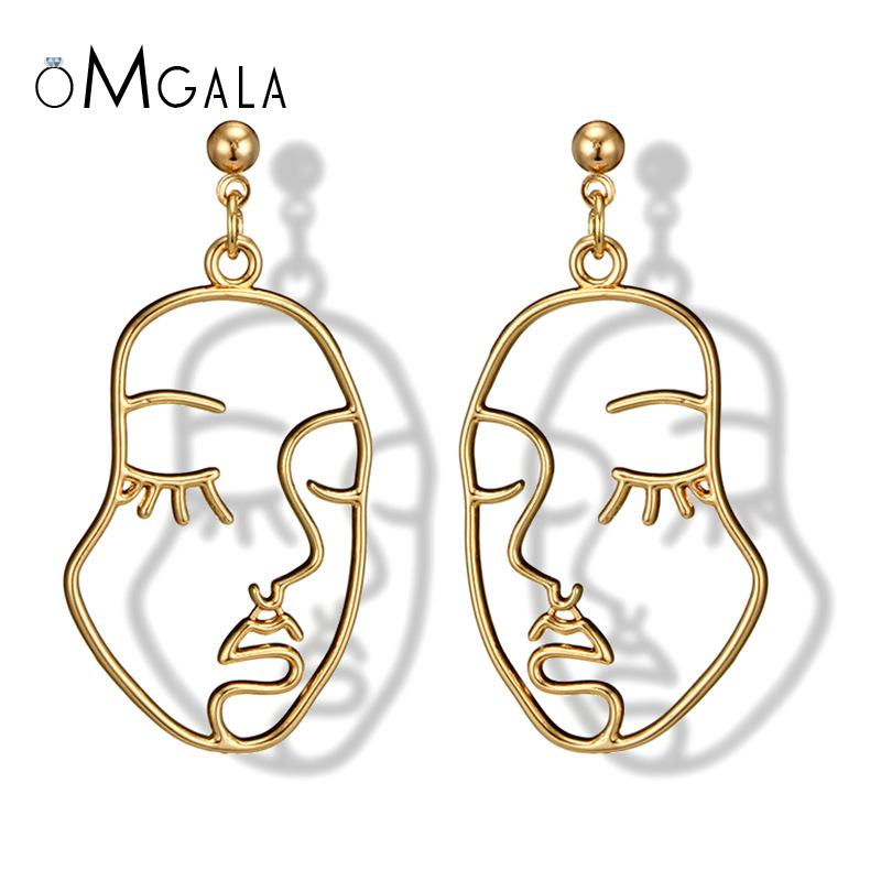 

OMGALA Creative Design Face Earrings For Women Exaggerated Abstract Fashion Korean Style Ear Jewelry Oorbellen Brinco