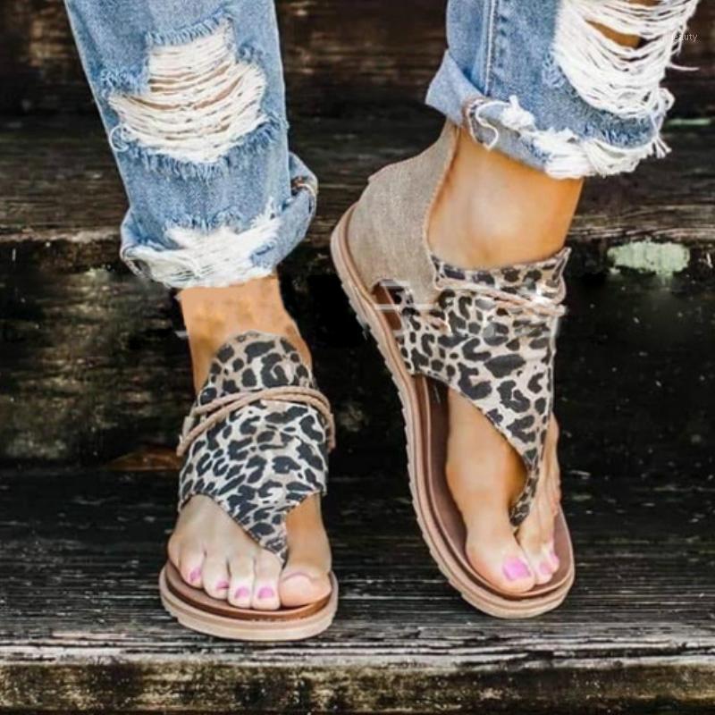 

Summer Women Sandals Pu Leather Platform Animal Print Flat Heel Peep Toe Fashion Casual Beach Ladies Shoes Zapatos De Mujer1, Leopard