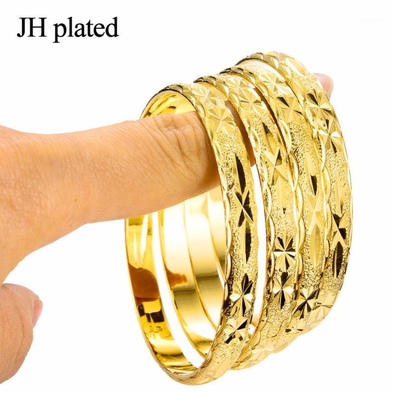 

JHplated 4 Pieces Dubai Gold Color Bangle for Women Ethiopian Bracelets Middle East Best Wedding Gifts Jewelry African1