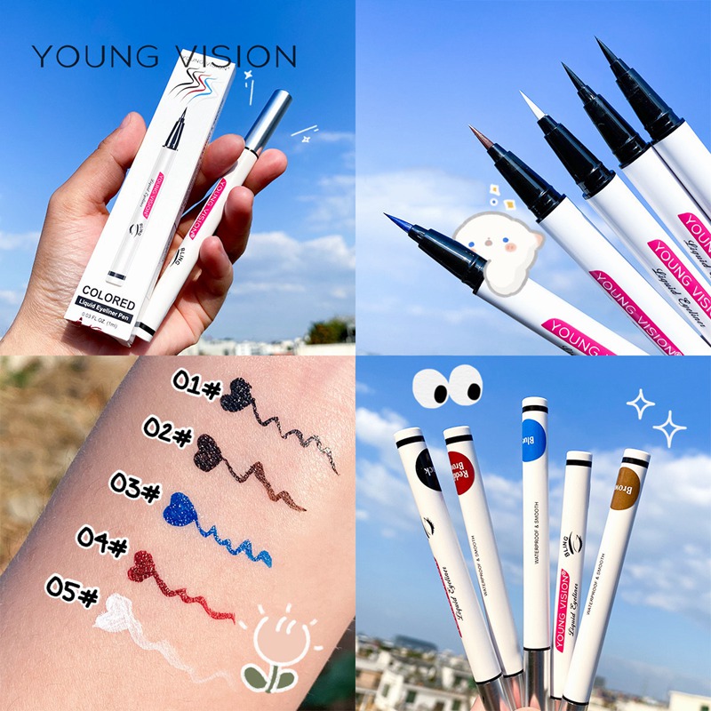 

Color Matte Liquid Eyeliner Pencil Waterproof Long Lasting Makeup Liquid Eye Liner Natural Blue White Brown Eyes Cosmetic 0544, As picture show