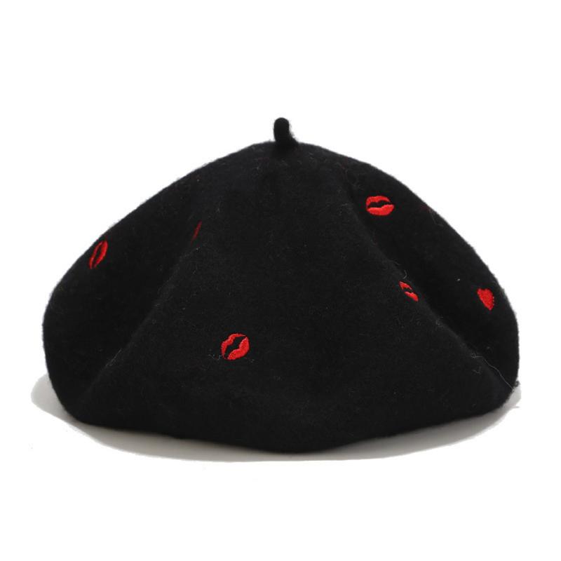 

Embroidery Beret Hat Women Fashion Easy Matching Lovely Casual Painter Hat Autumn Winter Warm Female Nylon Pumpkin Beret Cap, Beige