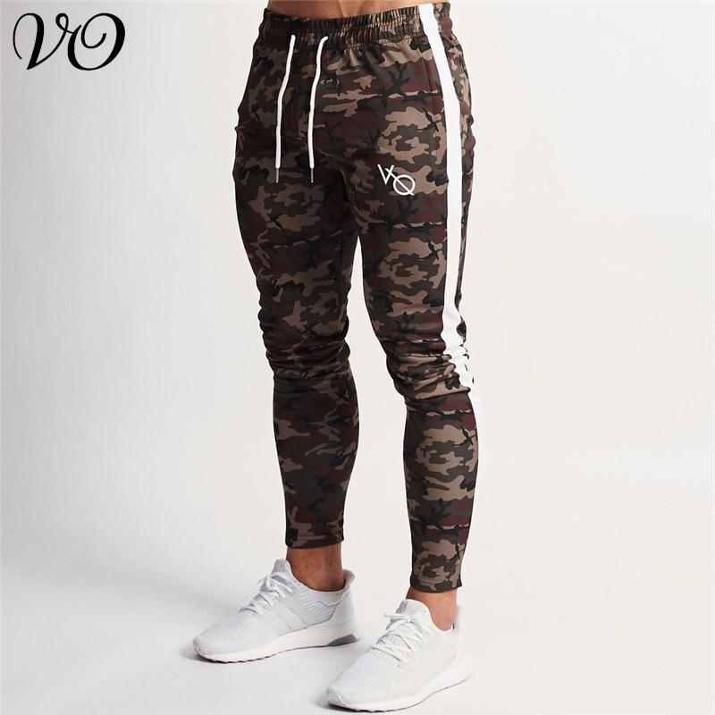 

Autumn new casual streetwear fashion men's clothing gym quick-drying bodybuilding exercise camouflage sweatpants, Blue camouflage