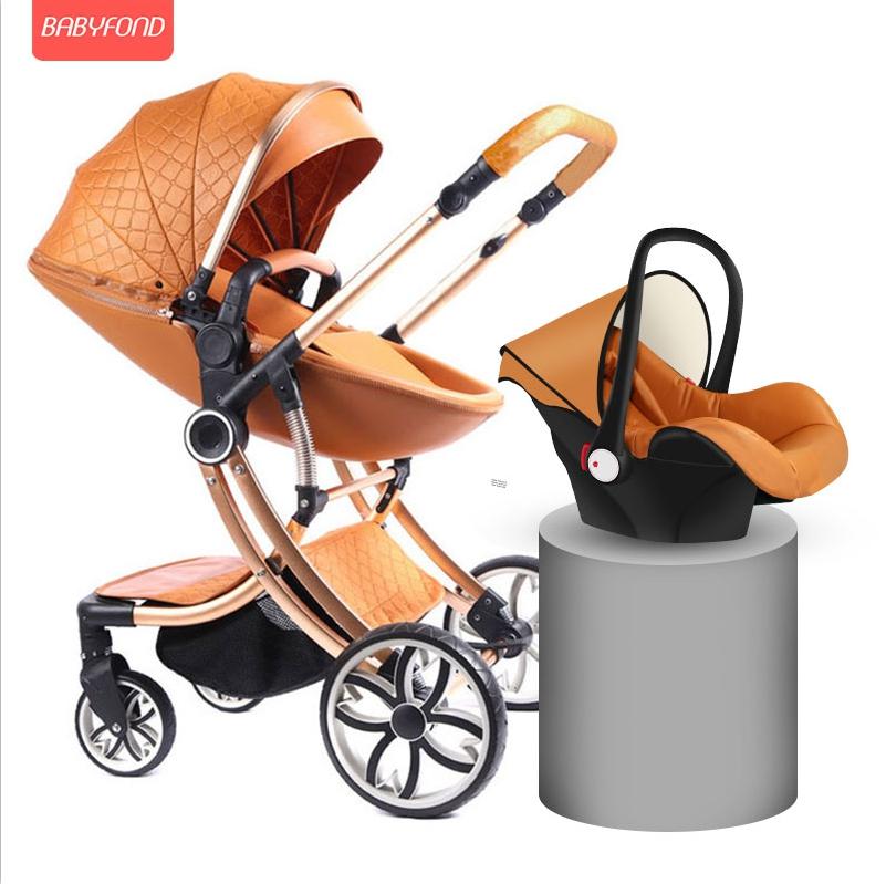 

High landscape baby stroller 3 in 1 baby pram can sit reclining two way car four-wheel absorber folding newborn carriage