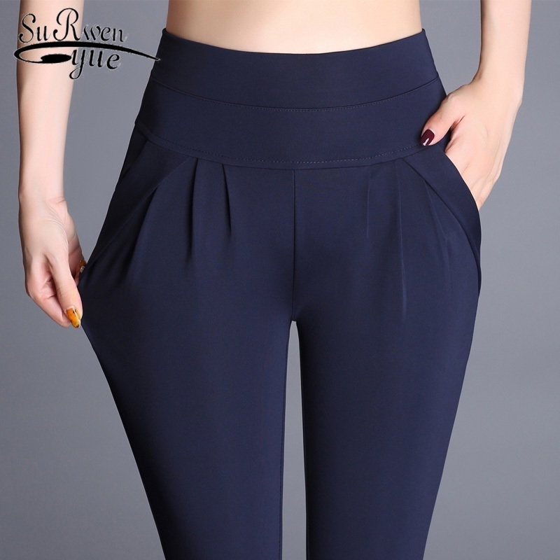 

Vintage Casual High Waist Pants New Women Harem Pants Plus Size 6XL Women Loose Trousers Elastic Classic Pleated Pants 7433 50 201111, Burgundy