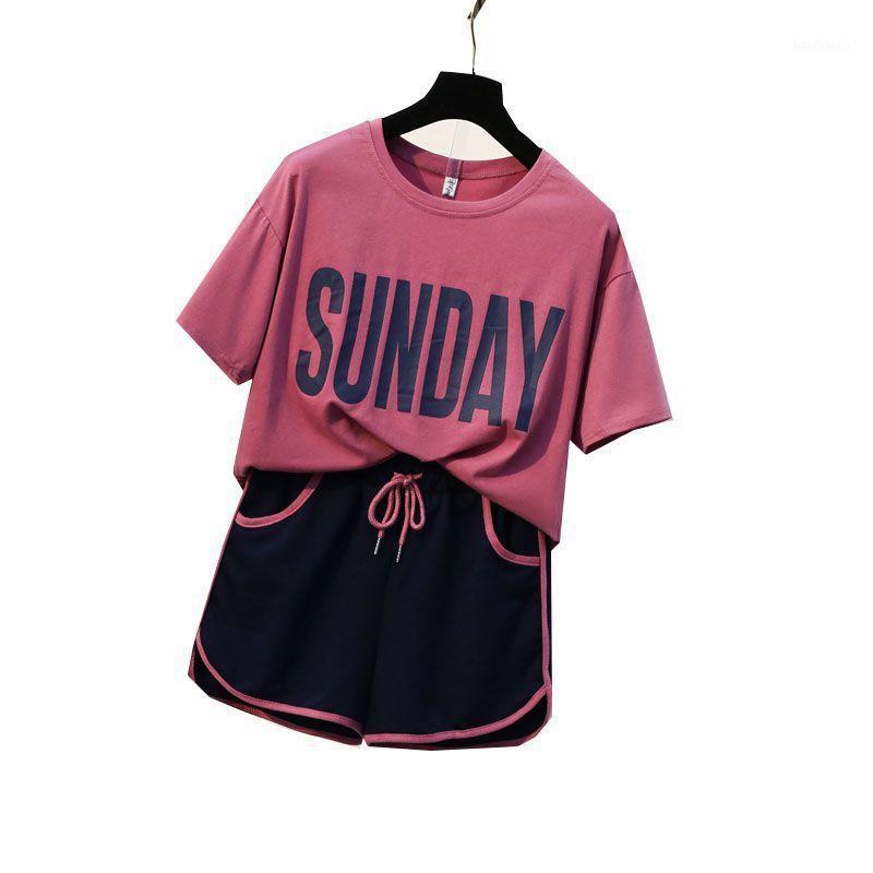 

2020 Women' Sport Suit Summer Breathable Cool Round Neck Two-piece Suit Cool Fitness Running Loose Lace Sports1, White two piece