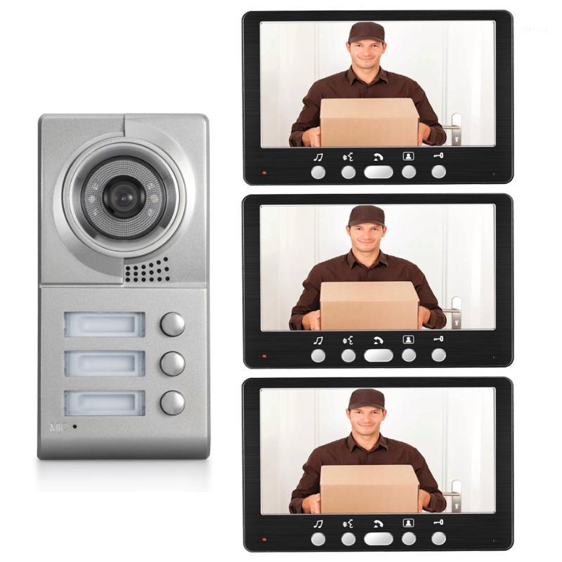 

7inch Video Intercom Smart Doorbell Door Phone 3 Button metal Camera 3 Apartments door bell1