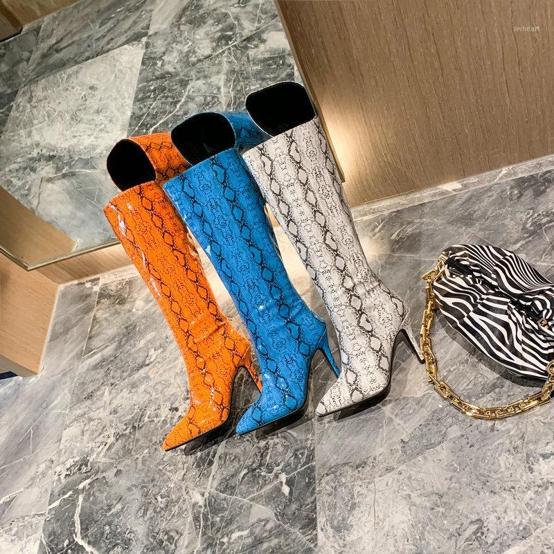 

2020 Plus Size 34-43 Knee-high boots for women newly designed Fur warm winter shoes for women fashion high-heel Botas1, Blue