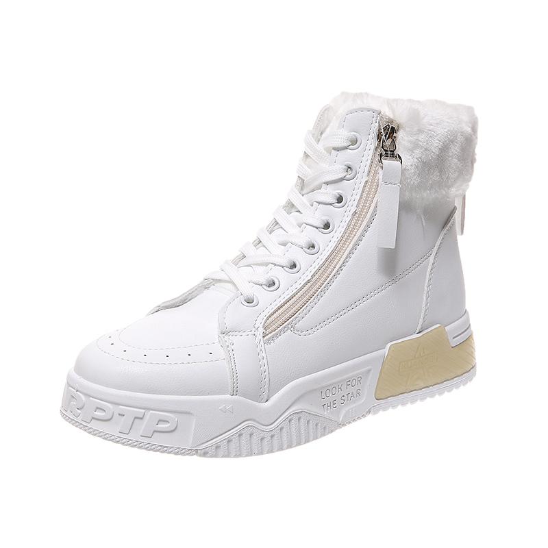 

Women's Casual Sneakers; Winter Sneakers with Plush Fur; Warm Women's Shoes; Shoes with Lacing; Shoes On, As pic