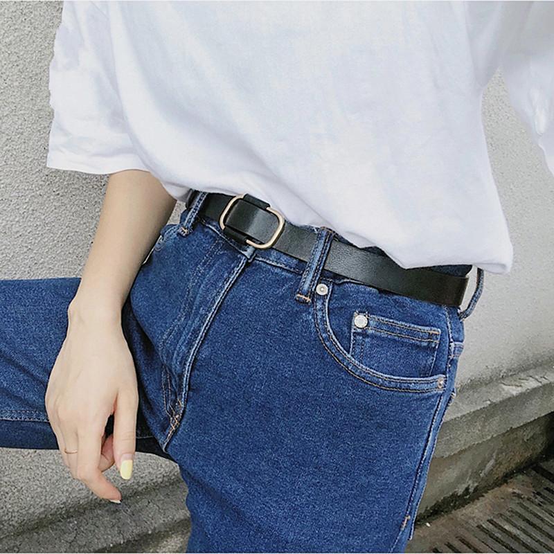 

Oval Buckle Design Belt Elegant Korean Student 2020 Thin Jeans with Foreskin Ladies Non-porous Simple Decorative Women's Belts, Brown