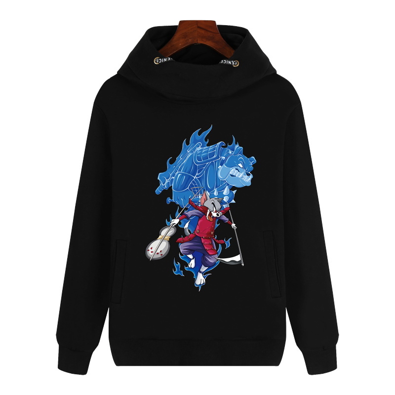 

Tom and Jerry co name Naruto yuzhibo Sasuke students' hooded sweater fashion boy, Black