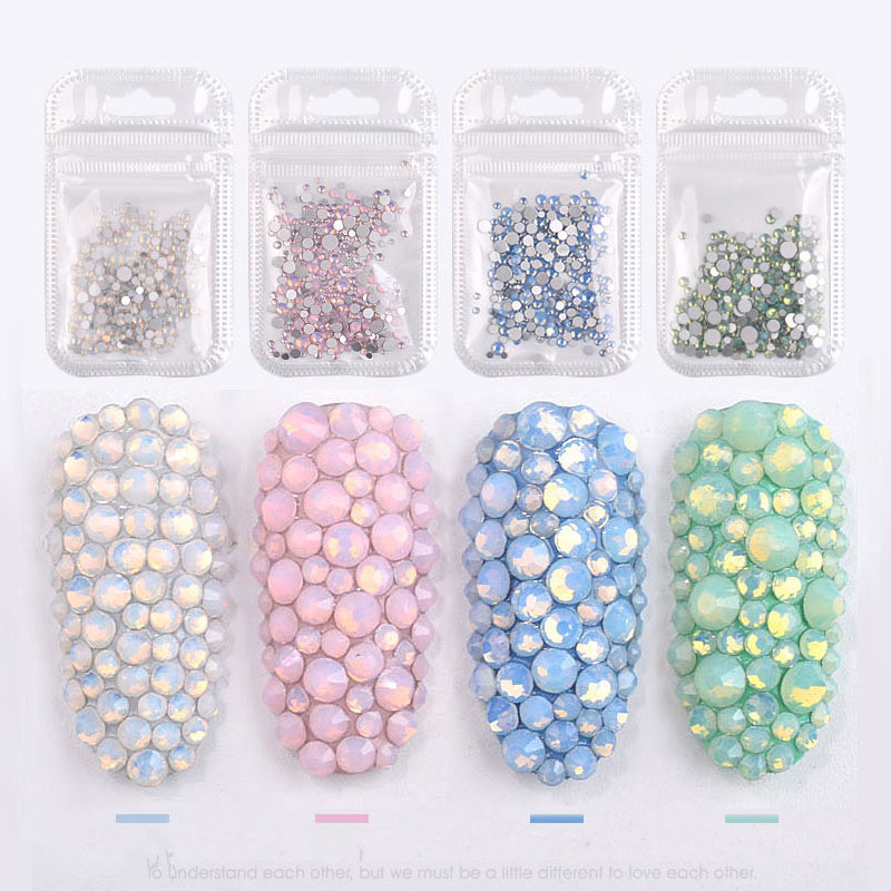 350pcs Mixed size packaging Opal rhinestone Nail Art Decoration Top Quality Shiny SS4-SS20 Flatback 3D DIY Accessories nail art-image-425068883