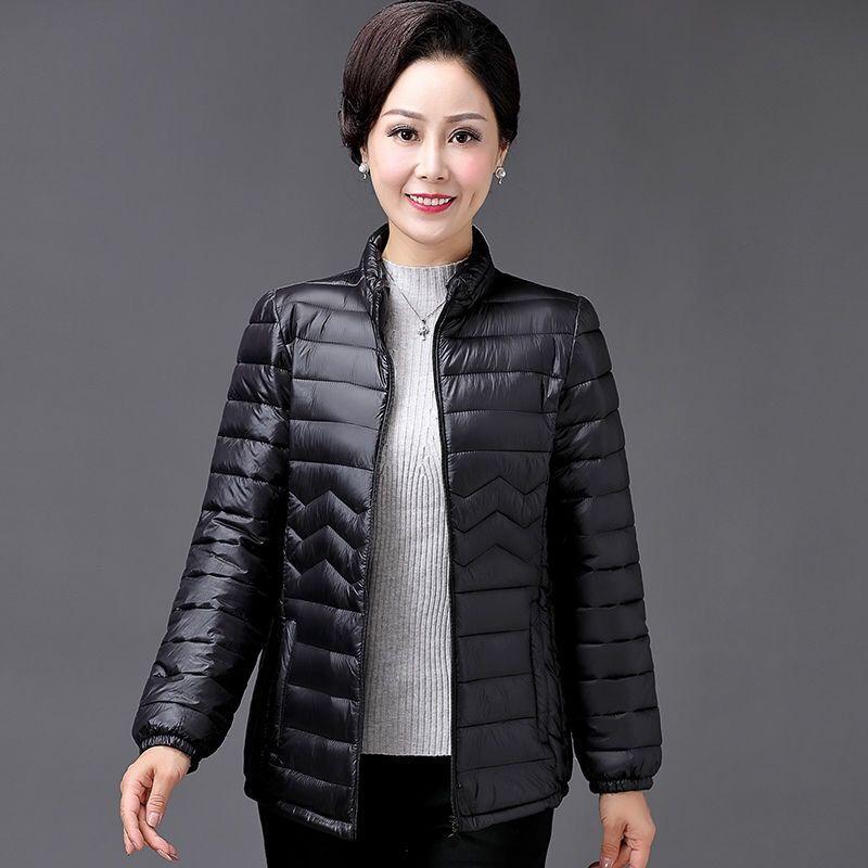 

Mom's Thin Cotton Jacket Short Tops Winter Jacket Women Coat Korean Slim Plus size Female Parka Coat warm pattern Padded parka, Black
