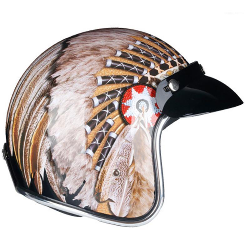 

2020 Fashion vintage motorcycle helmets drawing Retro Vintage Style DOT1, Helmet
