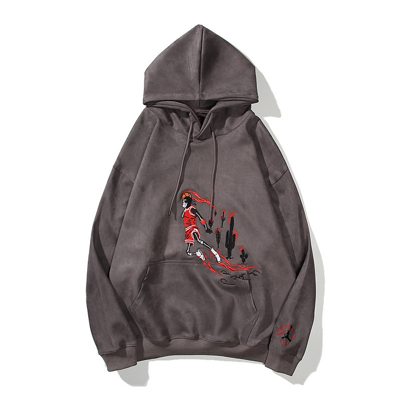 

autumn / winter Travis co branded TS Army Green Suede rotten flower tie dyed Hoodie