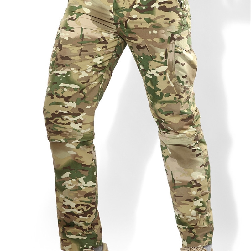 

Outdoor Quick Drying Tactical Army Detachable Pants Men Breathable Military Pants Camouflage Removable Leg Parts Man Trousers 201110, White