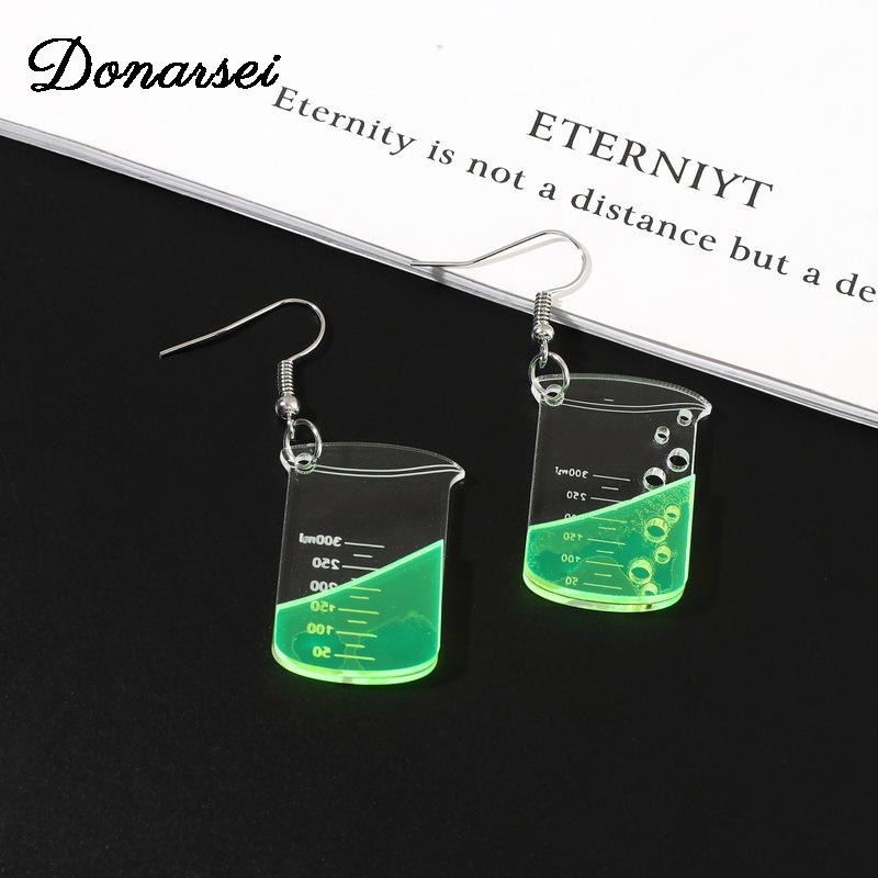 

Donarsei Creative Transparent Beaker Acrylic Earrings For Women Novelty Chemistry Experiment Tool Drop Dangle Earrings