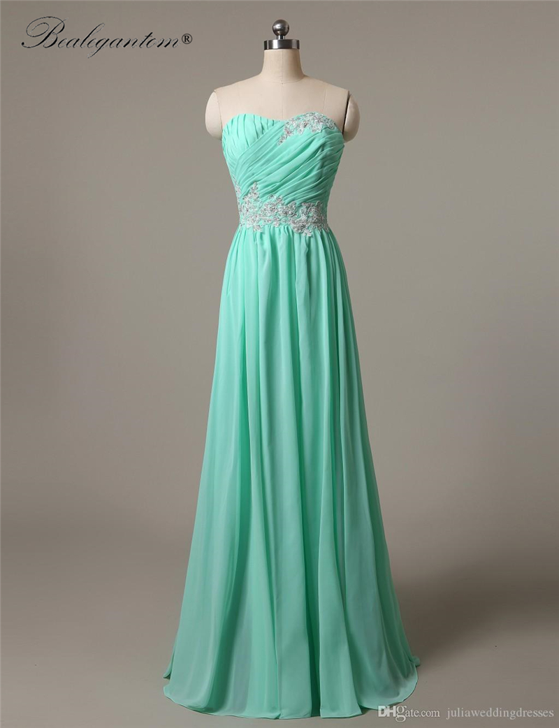 

Sweetheart Long Chiffon Prom Dresses Appliques Beaded Lace Up Formal Evening Party Gown In Stock Q19, Red