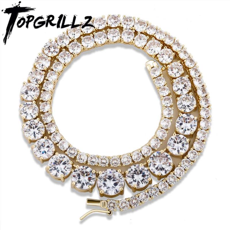 

TOPGRILLZ New Irregular Tennis Chain Prong Setting Stones Women's Choker Necklace Hip Hop Fashion Charm Jewelry For Gift
