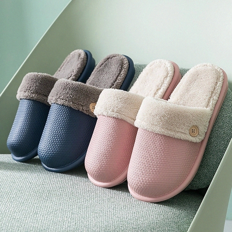 

Winter Women Slippers Couple Shoes Short Plush Warm Ladies Casual Non-slip Soft Warm House Slipper Indoor Bedroom Fashion New #qI2k, Black