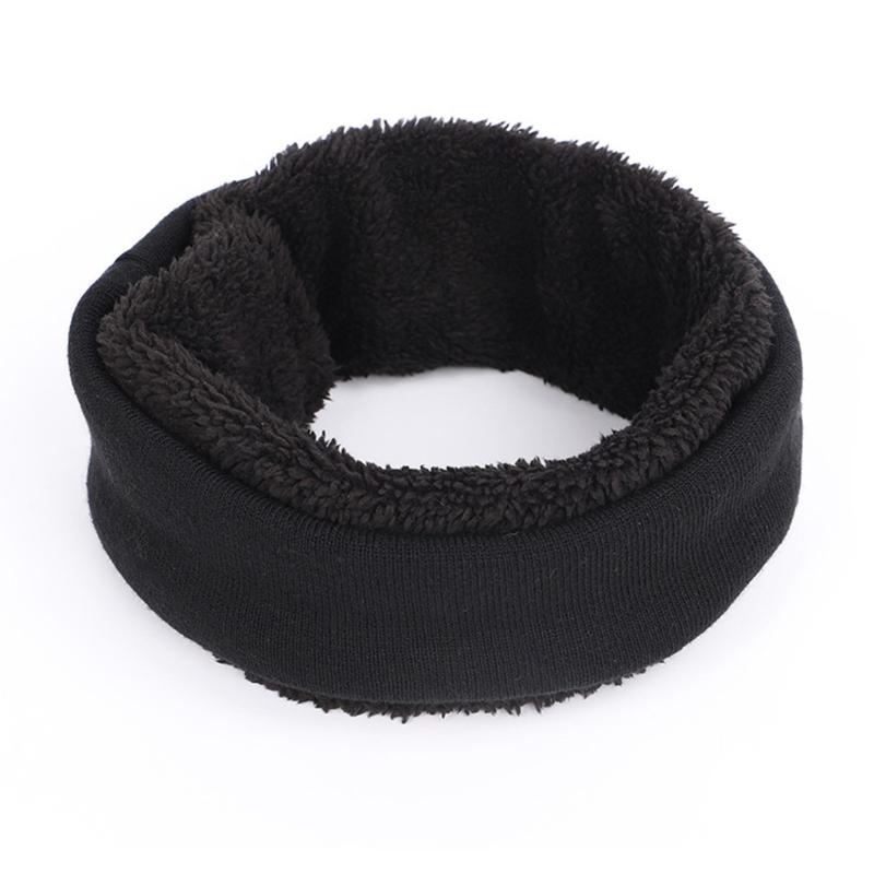 

Unisex 3Pcs Winter Beanie Hat Circle Scarf Touch Screen Gloves Set Solid Color Knit Plush Lined Skull Cap Neck Warmer