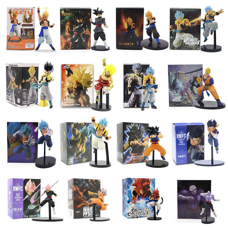 

15-32CM Anime DBZ Super Gogeta Gokou Zamasu Jiren Veget a Vegetto Broli Broly Gotenks Trunks Android 17 PVC Action Figures Toy Q1215, A no box