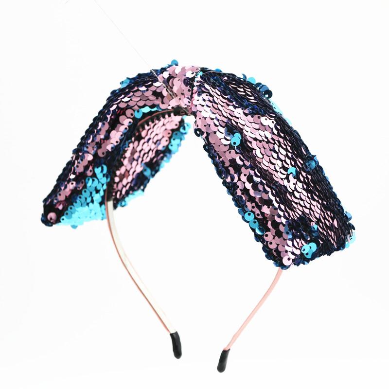 

2020 NEW SPRING SUMMER STYLE fashion reverse sequince bow headband girls large bow fashion hairband with teeth, Pink