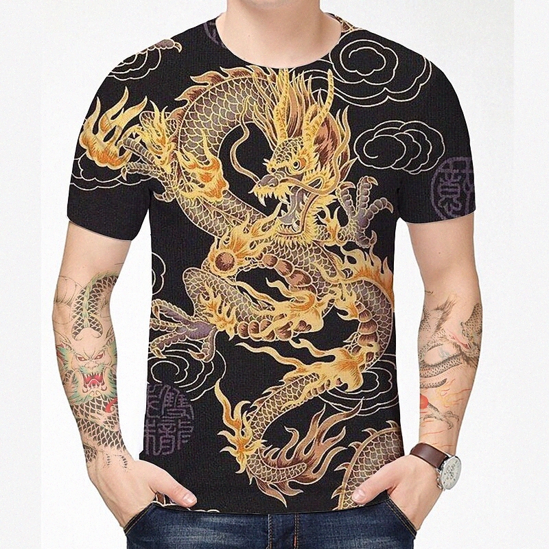 Homme T-shirt chemise 3D imprimé dragon graphique graphique imprimé rond quotidien quotidien 3D imprimé à manches courtes tops de style chinois d