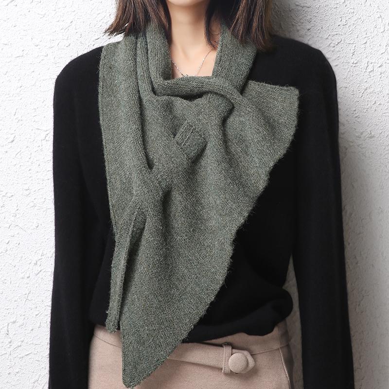 

MERRILAMB 2020 New Winter Cashmere Scarf Women Knitted Solid Color Fashion Bib
