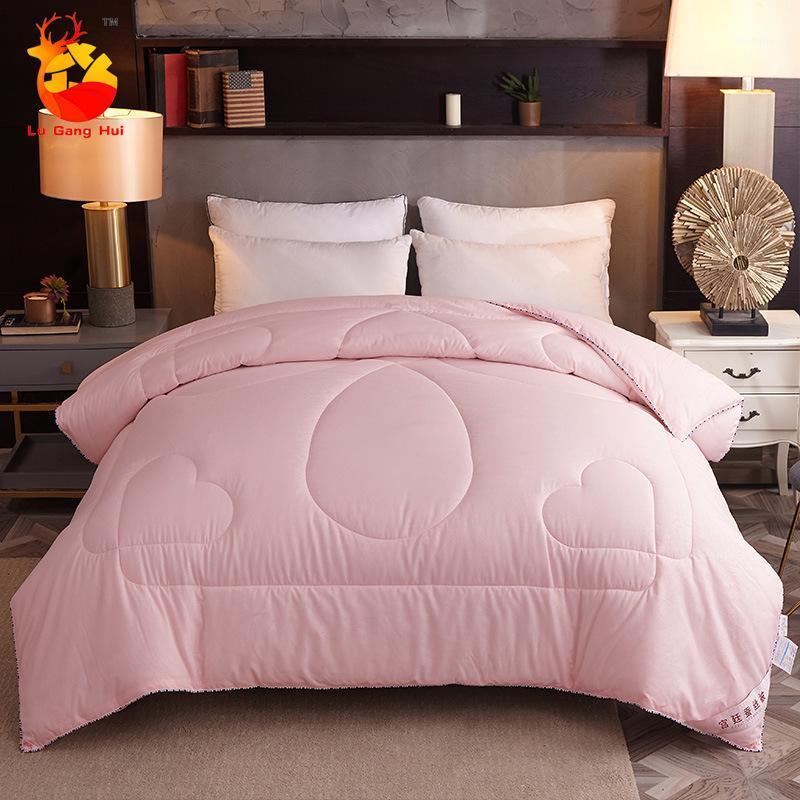 

Pure Color Double Autumn and Winter Silk Quilt Core Quilt Polished Embossed Silk Boho Duvet for Girls1, Orange