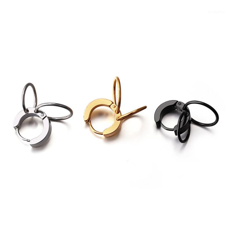 

1 Pair Black Hoop Earring for Men Unisex Double Circle Earring for Women Stainless Steel Round Jewelry Ear Piercing1