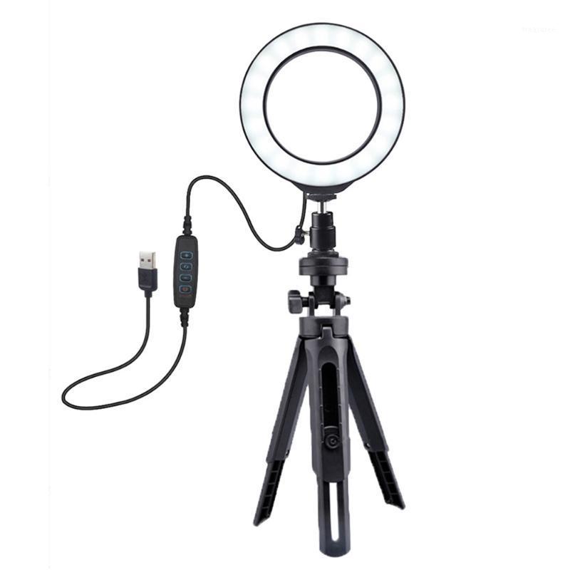

LED Dimmable Live Stream Self Shooting Phone Holder USB Powered 3 Levels Ring Light Portable Professional With Tripod 6 Inch1